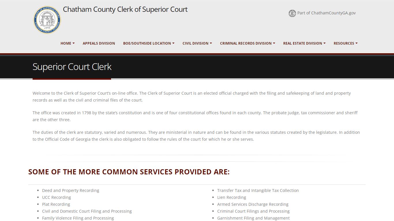 Chatham County, GA - Court System - Superior Court Clerk